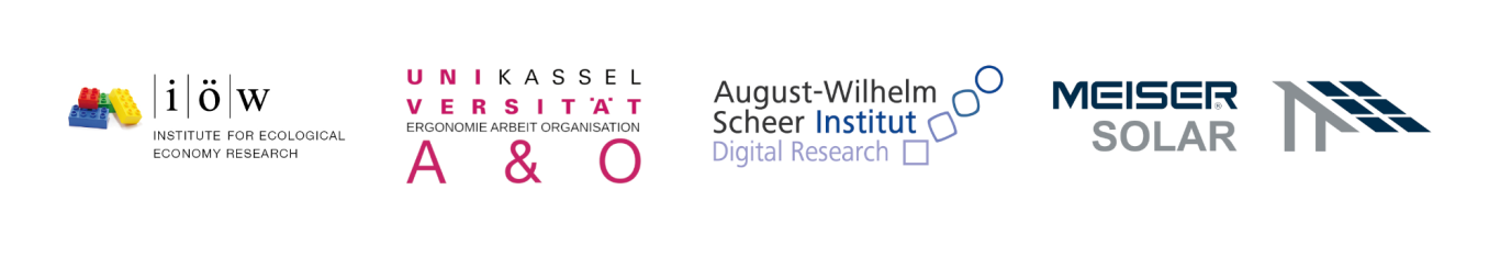 4 Logos: Institute for Ecological Economic Research. University of Kassel. August-Wilhelm Scheer Institute. MEISER Solar. 